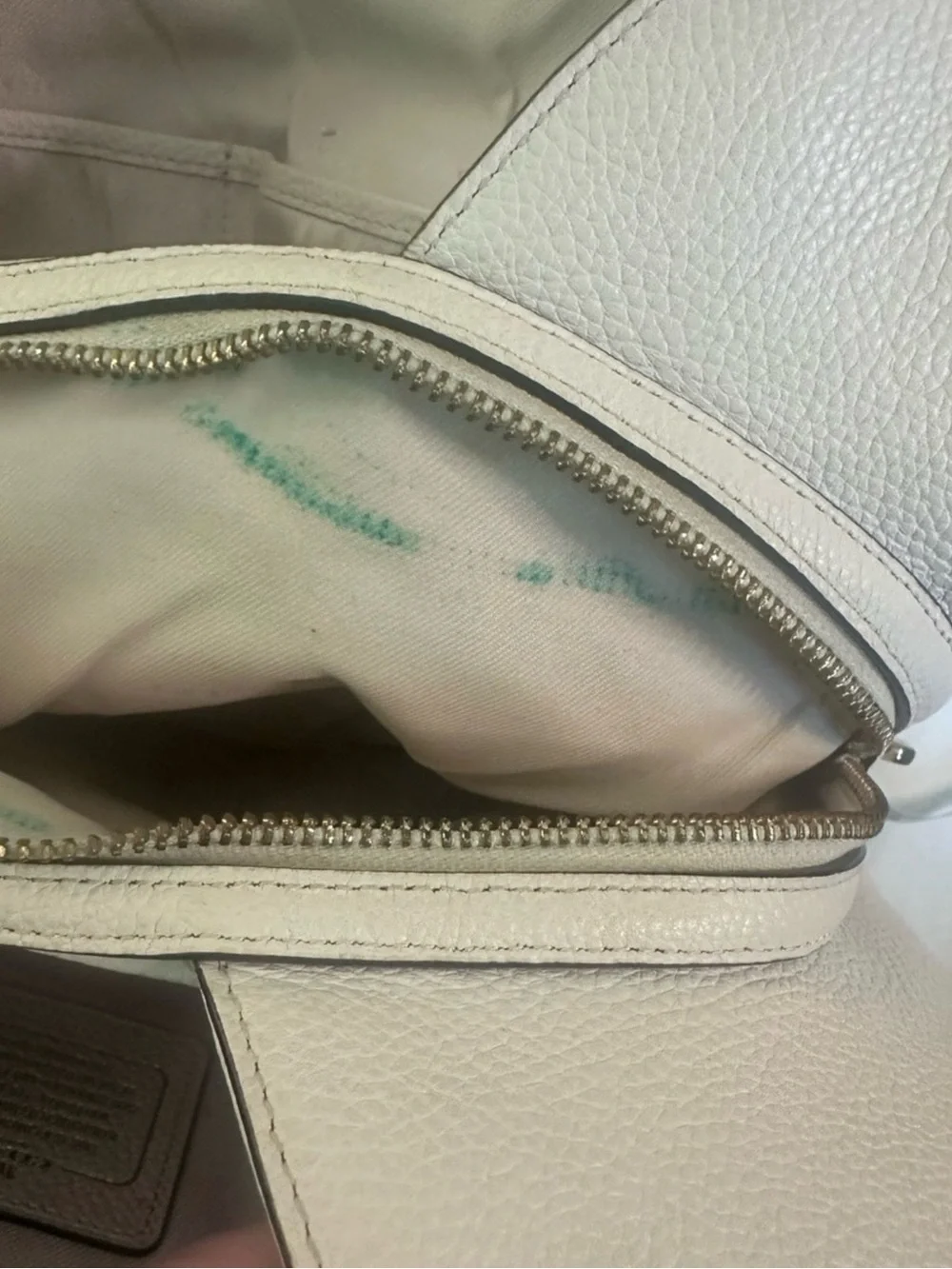 Coach Edie White Pebble Leather Floral Stud Shoulder Tote
